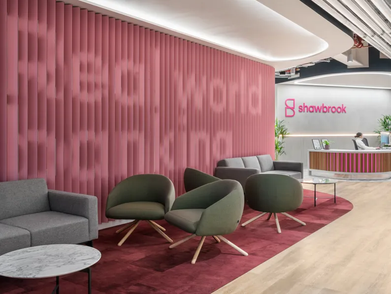 Shawbrook Leadenhall office reception area and desk.