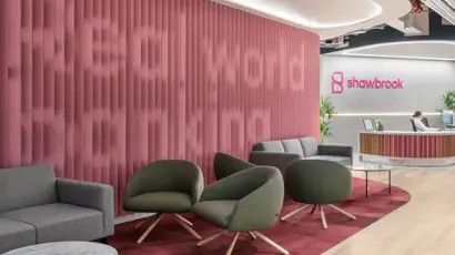 Shawbrook Leadenhall office reception area and desk.